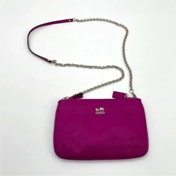 Coach hot pink leather chain strap crossbody restro - Picture 2 of 5
